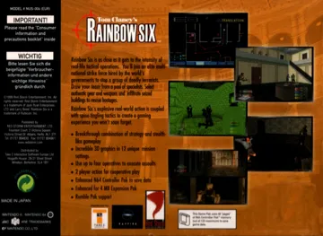 Tom Clancy's Rainbow Six (Europe) box cover back